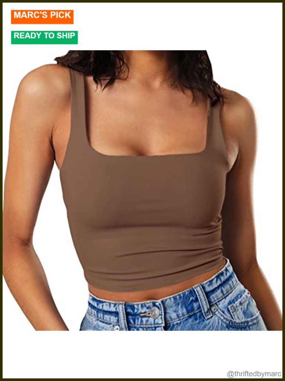 Women's Sleeveless Strappy Tank Square Neck Double Layer Crop Top